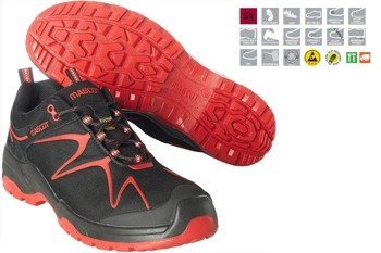 Półbuty robocze Footwear Flex S3 ESD Mascot czarno-czerwone