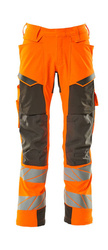Spodnie elastyczne streczowe z kieszeniami na kolanach HV pomarańczowo-antracytowy Mascot