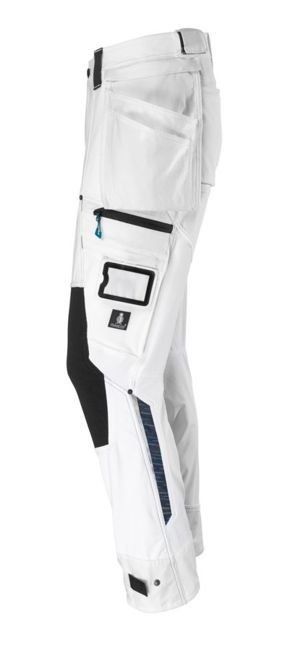 Spodnie streczowe z dużymi kieszeniami Advanced Mascot biało-czarne